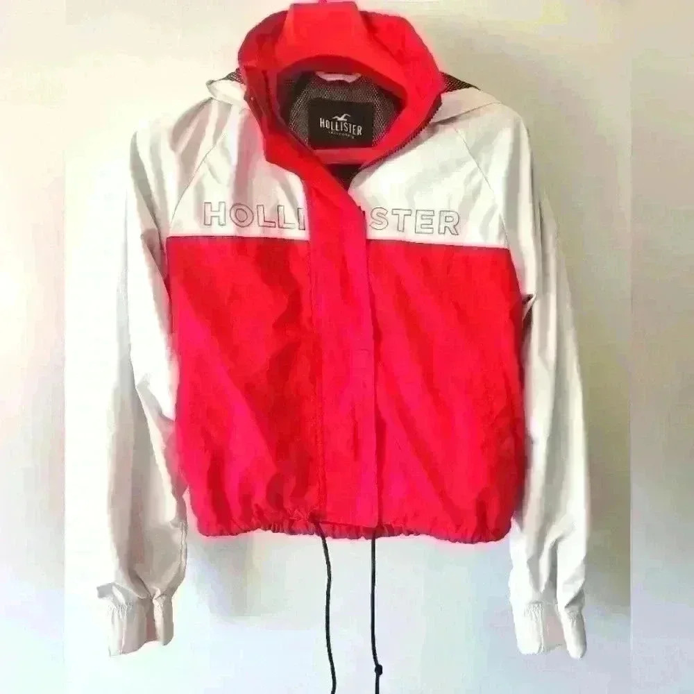 HOLLISTER cropped zip up windbreaker size small